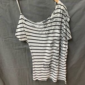 Wet Seal Cold Shoulder Striped Top